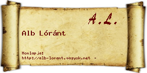 Alb Lóránt névjegykártya